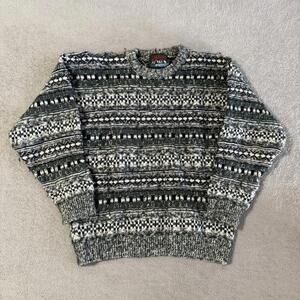 Vintage Lakeland Canada Sweater XL Knit Crewneck Geometric Fair Isle Pattern